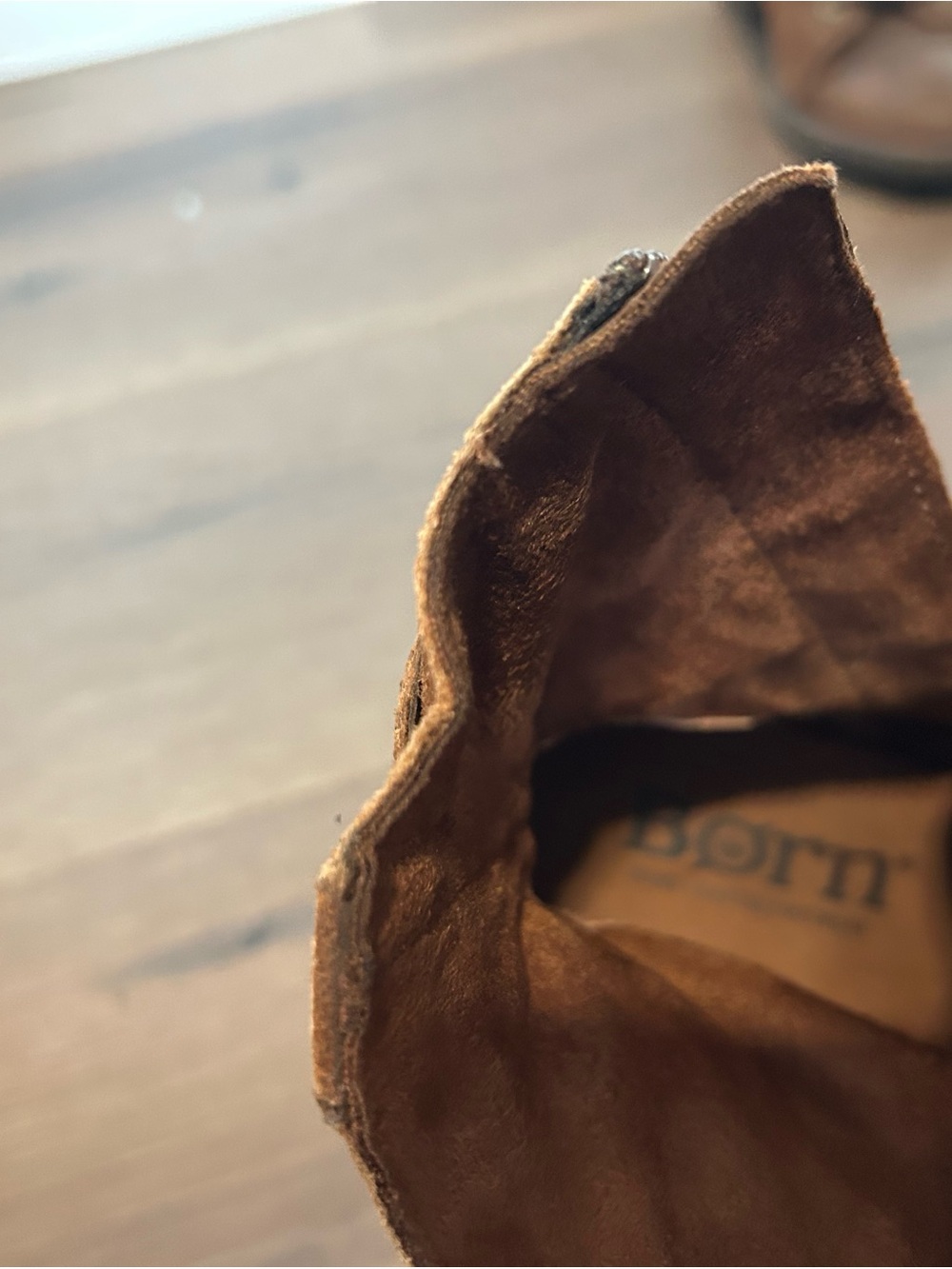 Born Brown Suede Lace-Up Ankle Boots with Block Heel - Picture 3 of 4
